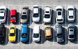 Top down view of parked cars