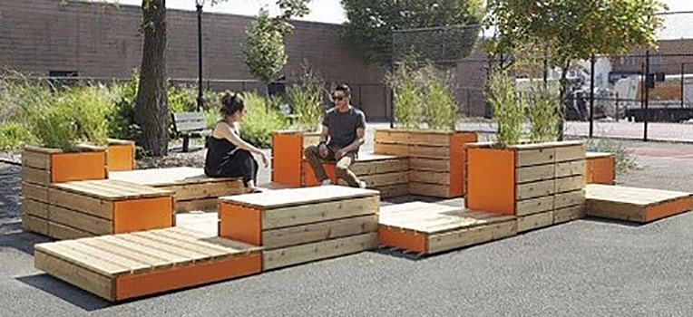 Pallet sand dune concept - an example of how seating and greenery could be added. 