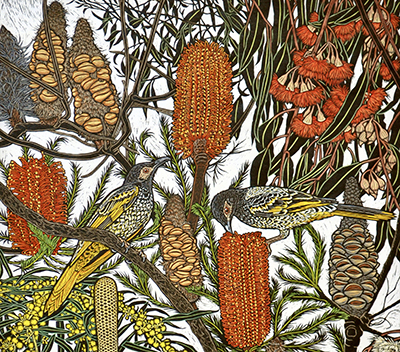 Fragile Beauty, Painted Linocuts - Rachel Newling at The Bayview