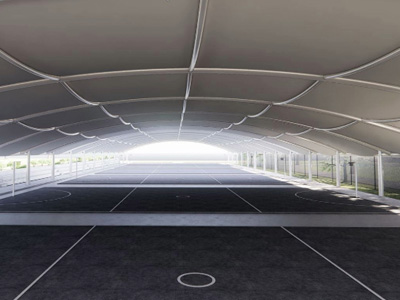 Artist's impression of a netball shade structure at Heffron Park