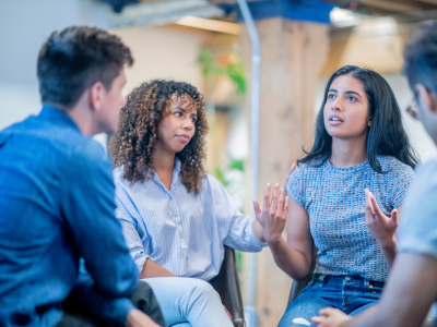 Group of people having a conversation