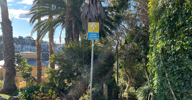 Look for these signs that mark the coastal walkway route.