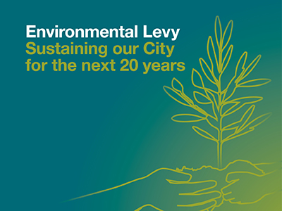 Green background with line art of hands holding a sapling with the test 