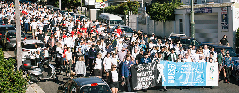 Sydney's White Ribbon Walk is hosted by Randwick Council and the NSW Eastern Beaches Local Area Command.