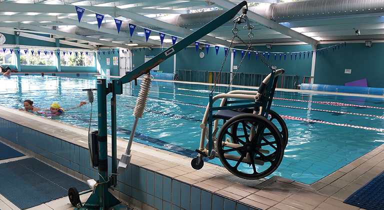Wheelchair hoist available at Des Renford Leisure Centre