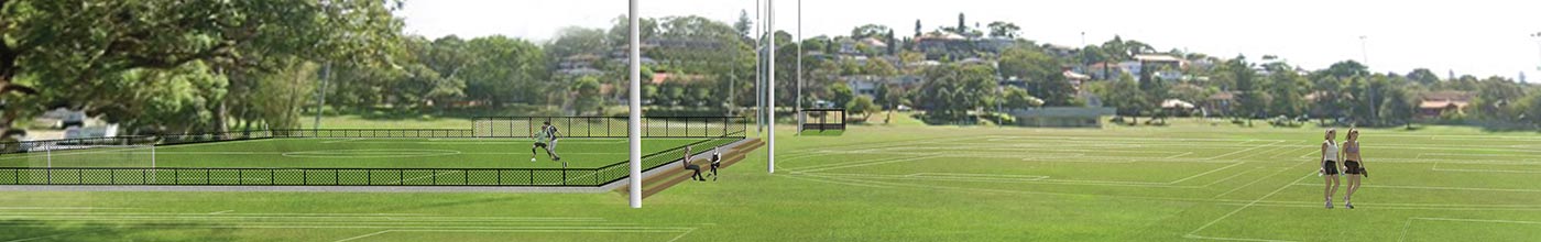 Coral Sea Park synthetic sports field artist impression.