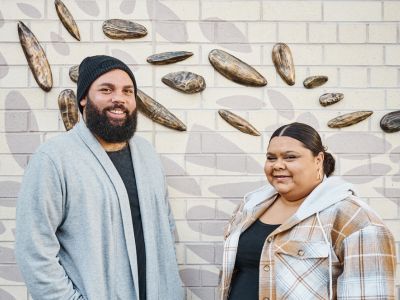 Aboriginal artists, Carmen Glynn-Braun and Dennis Golding, behind the new Heffron Centre exhibition 'Shimmer'