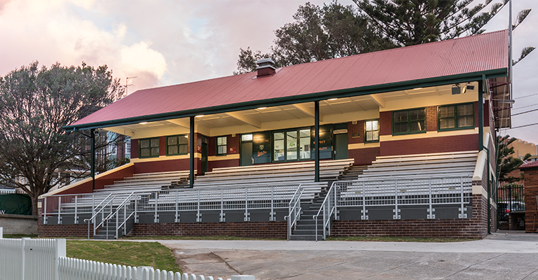 The upgraded grandstand is ready for cheering crowds!
