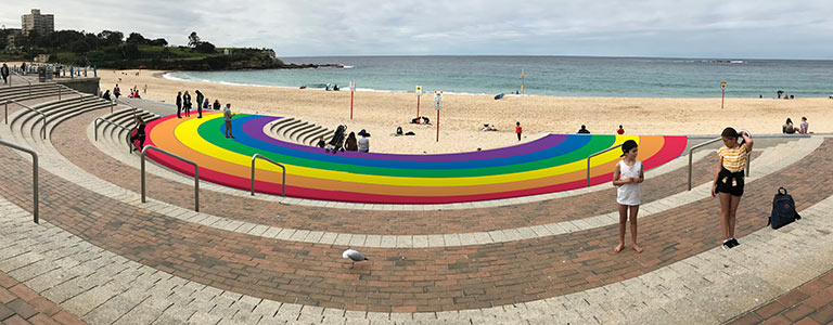 An artist impression of a proposed rainbow walkway at Coogee Beach.