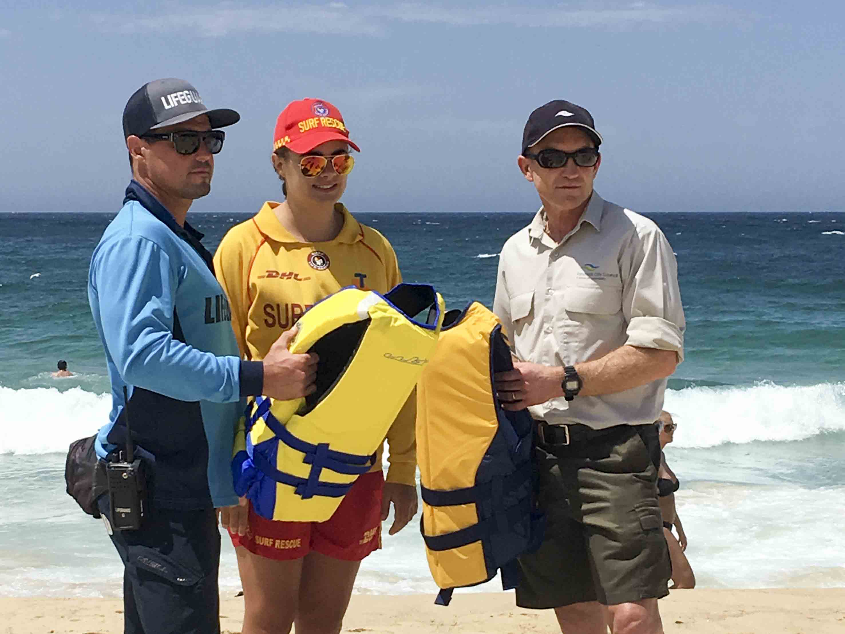 Council staff on Coogee Beach for the Water Safety Expo