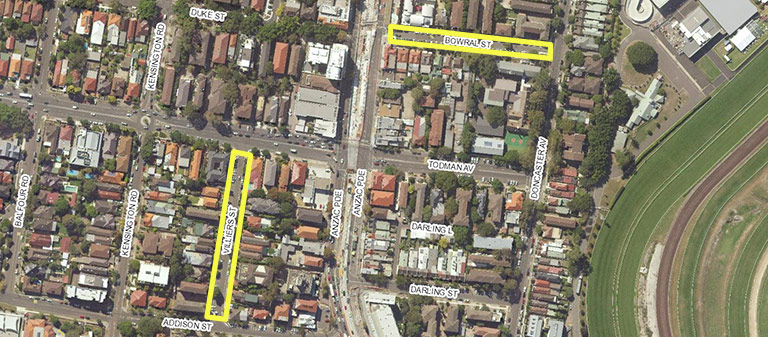 Map of Kensington smart parking trial location