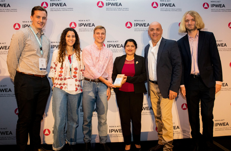 Photo of a Randwick Council team accepting a 2024 IPWEA Award.