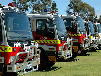 Fire engines in a row