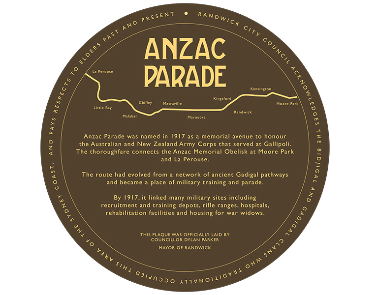 La Perouse Anzac Parade Memorial plaque.