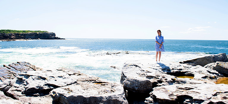 Hasti Masoumi revists Little Bay Beach where she lost her husband and son in a rock fishing accident.