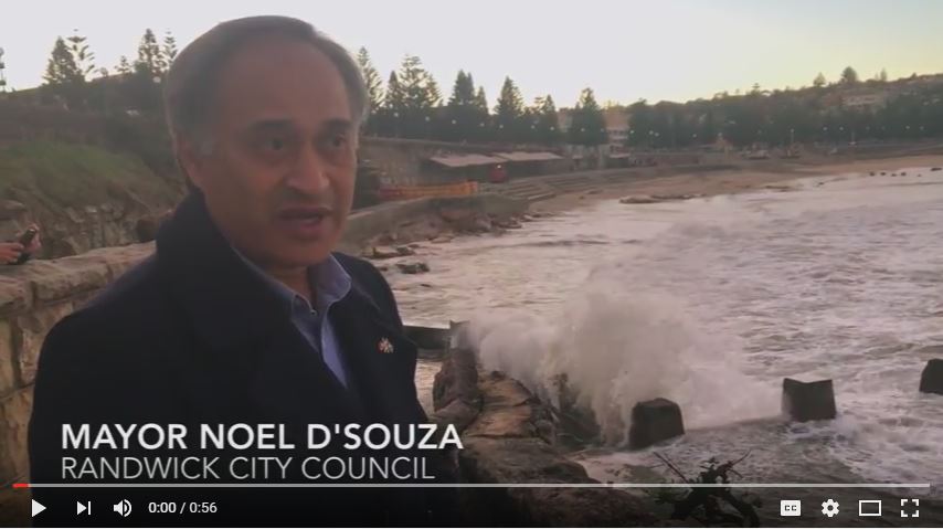 Mayor D'Souza at Coogee Beach after the storm