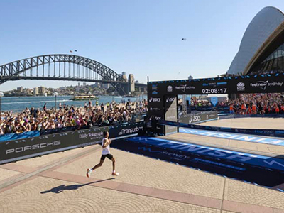 A runner completing the Sydney Marathon.