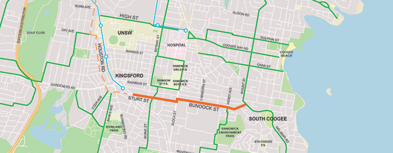 Proposed route - South Coogee to Kingsford