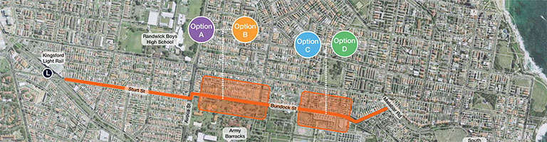 Options for community feedback - South Coogee to Kingsford