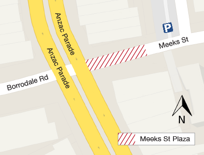 Map of the Meeks Street road closure.