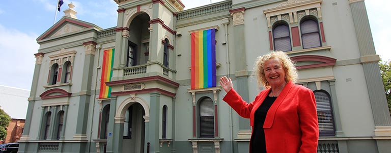 Mayor Shurey supporting marriage equality.