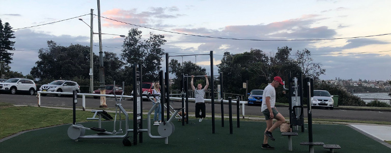 The outdoor gym at Neptune Park in Coogee.